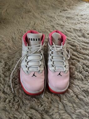 Jordan Girls' Pink and White High-Top Sneakers